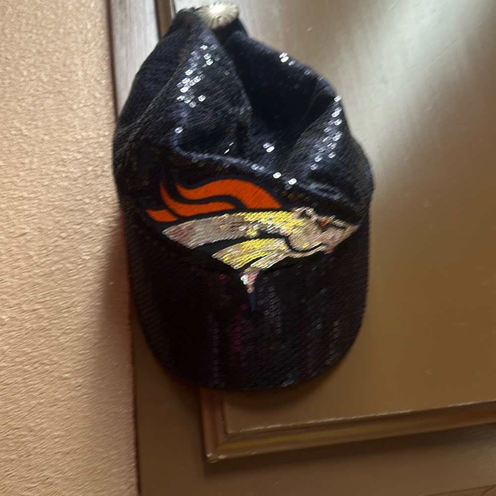 NFL Denver broncos full navy sequin adjustable women’s hat with sequin logo